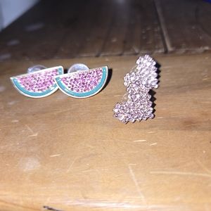 Elegant Pink Heart Earings And Watermelon One Too!